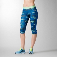 REEBOK Workout Ready Printed Capri - MODRO-ZELENÉ - 9,95 €